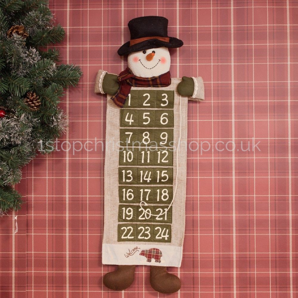 Snowman Fabric WallHanging Advent Calendar XM4396 1 Stop